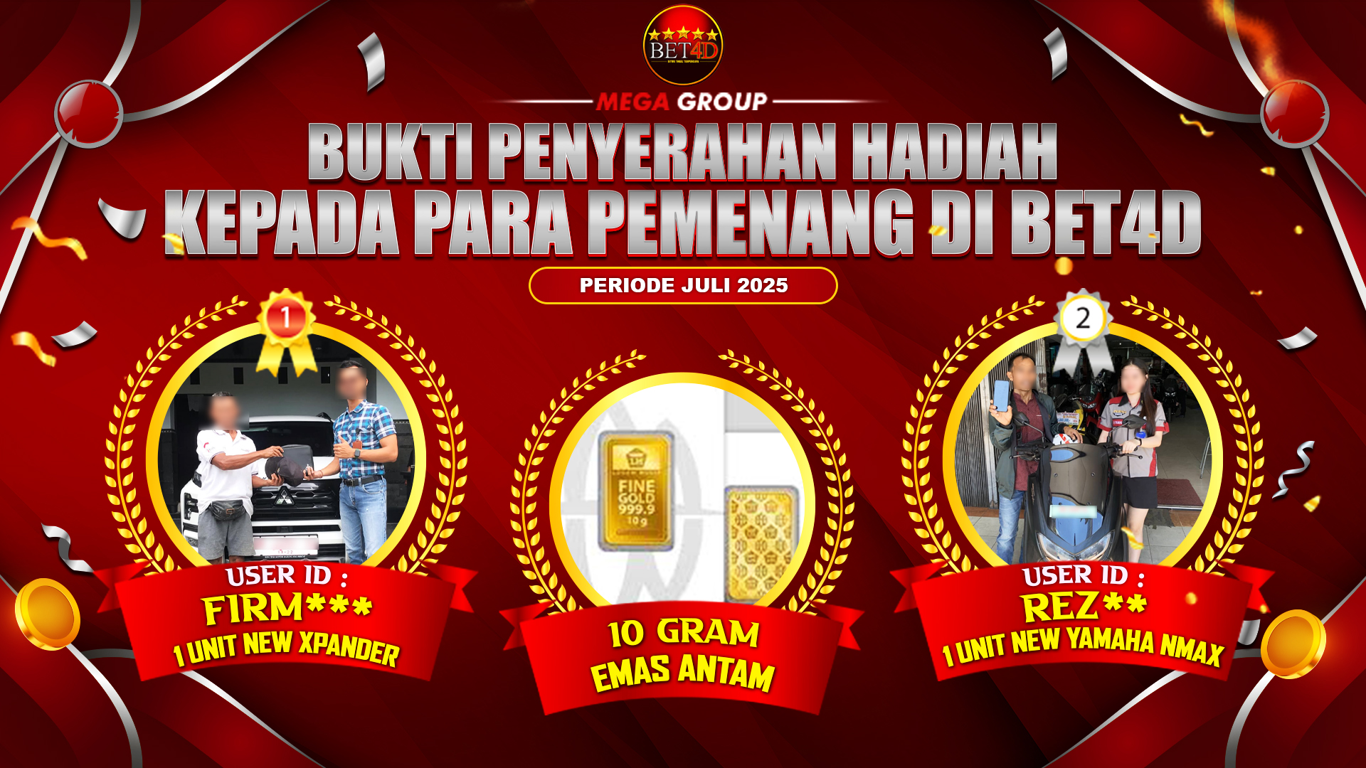 Selamat Kepada Member Setia BET4D Sudah Memenangkan Satu Unit Mobil New Xpander