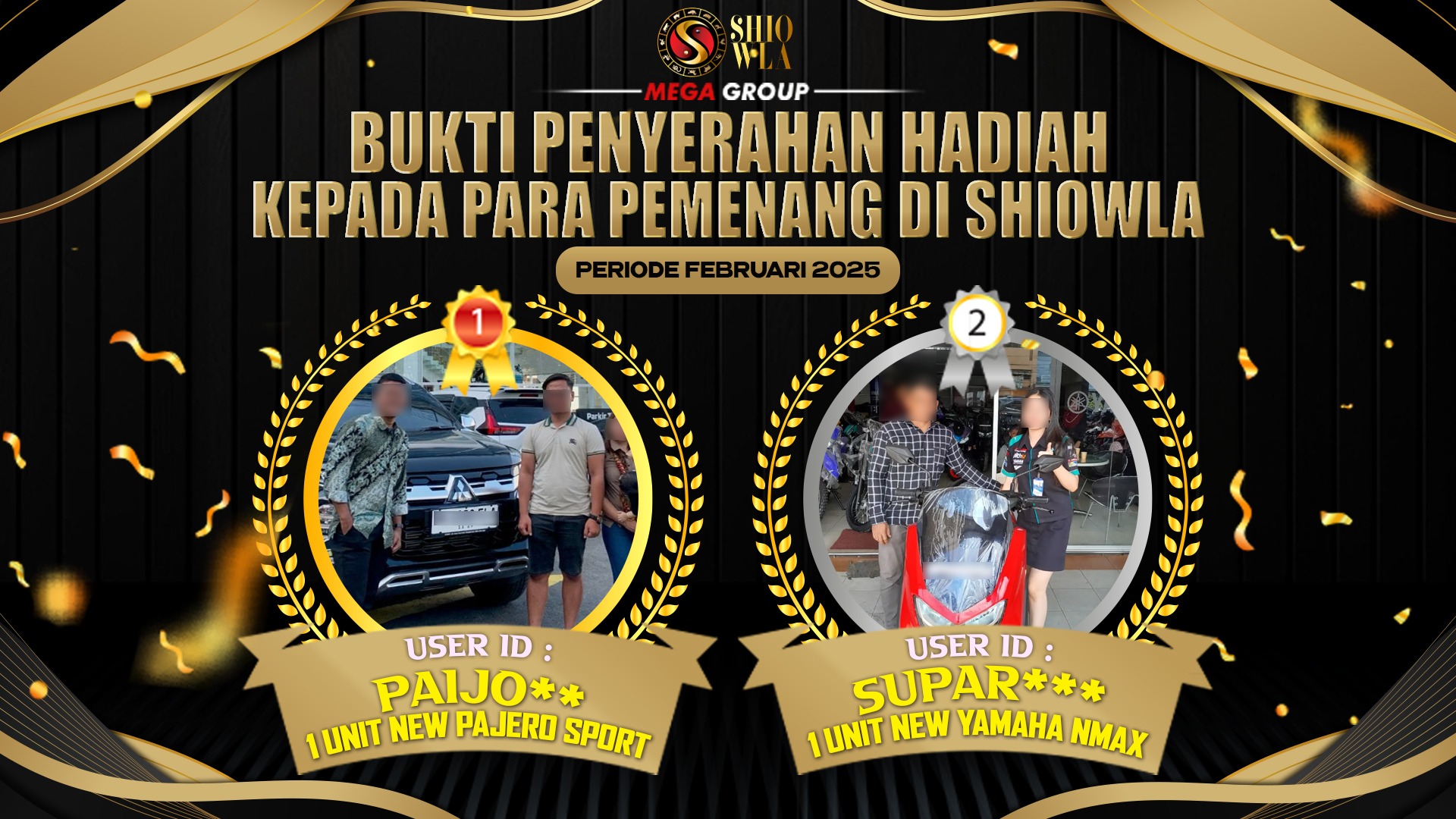 Selamat Kepada Member Setia SHIOWLA Sudah Memenangkan Satu Unit Mobil Pajero Sport